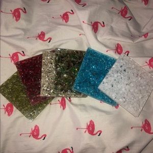 Five resin/Rock handmade coasters